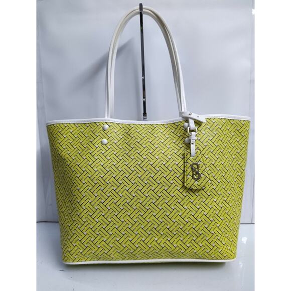 Cole Haan Yellow Coated Canvas Double Handles Large Tote Bag - Picture 1 of 13